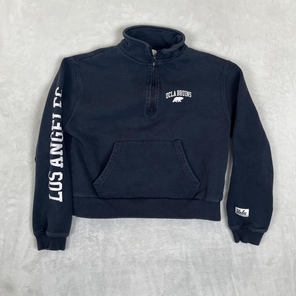 UCLA Bruins Sweatshirt Womens Medium Blue Basketball Pull & Bear Quarter Zip